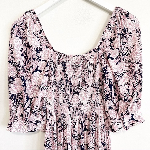 BOGO! Something Navy Peacot Leah Smocked Floral Maxi Dress Size XS - Picture 5 of 8